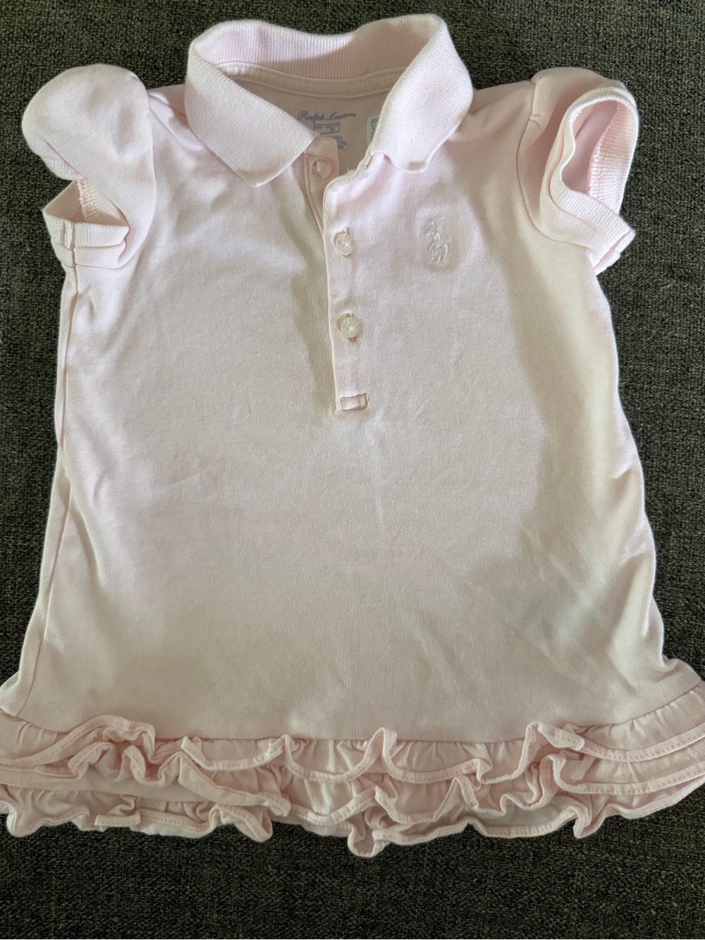 Ralph Lauren Pale Pink Ruffle-Hem Polo Dress